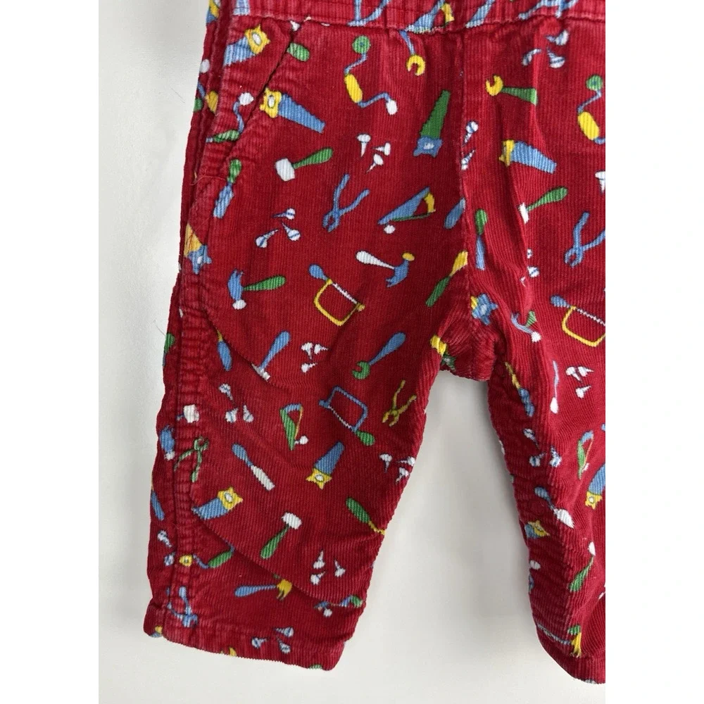 Vintage OshKosh B'Gosh Bib Overalls Red Corduroy Toolbox Tools USA Made 18 Month - Picture 14 of 16